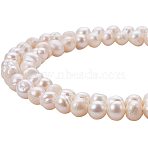Natural Cultured Freshwater Pearl Beads, Grade A, Potato, Beige,  6~7.5x6.5~9.5x6.5~7.5mm, Hole: 0.8mm, about 49~56pcs/strand, 12.91~14.13 inch(32.8~35.9cm)(PEAR-PH0001-02)