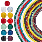26 Strands 13 Colors Glass Beads Strands, Round, Mixed Color, 2mm, Hole: 0.6mm, 2strands/color(GLAA-PH0003-79)