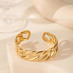 304 Stainless Steel Cuff Bangles for Women, Chain Shape, Golden, Inner Diameter: 2x2-1/8 inch(5x5.5cm)(BJEW-U032-17G)