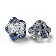 Electroplate Glass Beads, Trumpet Flower, Prussian Blue, 8.5x8x5.5mm, Hole: 1mm(EGLA-I012-A02)