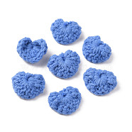 Handicraft Cotton Knitting Heart Ornament Accessories, for DIY Costume, Hat, Bag, Royal Blue, 19~19.5x21.5~24.5x4~5mm(FIND-WH0116-44F)