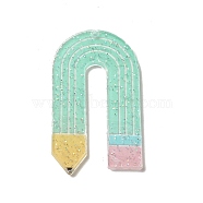 Acrylic Pendants, with Glitter Powder, Pencil, Medium Aquamarine, 52.5x30x2mm, Hole: 1.8mm(OACR-H113-01E)