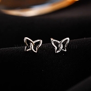 Alloy Earrings for Women, with 925 Sterling Silver Pin, Butterfly, 10mm(FS-WG98937-38)