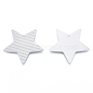 304 Stainless Steel Pendants, Star, Stainless Steel Color, 36x38x1mm, Hole: 1.8mm(STAS-N098-194P)
