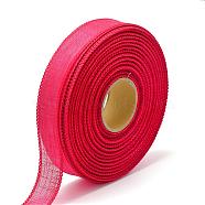 Polyester Ribbons, Imitation Cotton and Linen, Red, 7/8 inch(23mm), about 50yards/roll(OCOR-Q032-23mm-06)