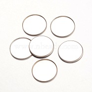 316 Surgical Stainless Steel Milled Edge Bezel Cups, Cabochon Settings, Flat Round, Stainless Steel Color, 19x1mm, Tray: 18mm(STAS-K099-01-18mm-P)