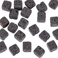 Natural Lava Rock Beads Starnds, Cube, 10x10x10mm, Hole: 1mm, about 36pcs/strand, 15.55''(39.5cm)(G-WH0018-034C)