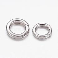 304 Stainless Steel Spring Gate Rings, O Rings, Ring, Stainless Steel Color, 10 Gauge, 15x2.5mm, Inner Diameter: 9mm(STAS-D070-01P-1)
