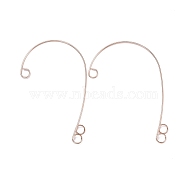 316 Stainless Steel Ear Cuff Findings, Climber Wrap Around Non Piercing Earring Findings with 3 Loop, Rose Gold, 59x38x0.5mm, Hole: 4mm(STAS-H148-03RG)