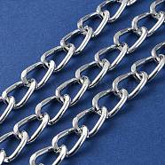 Oxidation Aluminum Diamond Cut Faceted Curb Chains, Twisted Chains, Unwelded, with Spool, Silver, 12x8x2.5mm, about 131.23 Feet(40m)/Roll(CHA-H001-12S)