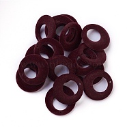 Flocky Acrylic Pendants, Ring, Coconut Brown, 26.5~27x4mm, Hole: 1.2mm(X-OACR-I001-E15)