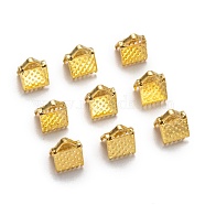 Iron Ribbon Crimp Ends, Golden, 6x7mm, hole: 2mm(IFIN-ZX025-G)