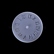 Flat Round with Roman Numerals Clock Wall Decoration Food Grade Silicone Molds, for UV Resin, Epoxy Resin Craft Making, Ghost White, 104x7mm(SIMO-PW0001-424D-02)