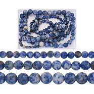 Yilisi 3 Strands 3 Style Natural Blue Spot Jasper Beads Strands, Frosted, Round, 6~10.5mm, Hole: 1~1.2mm, about 36~63pcs/strand, 15.5 inch(39.37cm), 1 strand/style(G-YS0001-03)