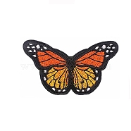 Butterfly Appliques, Computerized Embroidery Cloth Iron on Patches, Costume Accessories, Tomato, 45x80mm(WG14339-18)