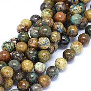 Natural Chrysocolla Beads Strands, Round, 10mm, Hole: 0.8mm, about 40~41pcs/strand, 15.3~16.3 inch(39.5~41.5cm)(G-F602-06-10mm)