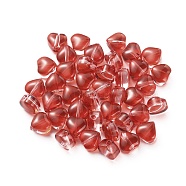 Handmade Lampwork Beads, Heart, Dark Red, 6x6.5x4.7mm, Hole: 0.8mm(LAMP-CJC0008-19)