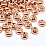 Rack Plating Brass Flat Round Spacer Beads, Rose Gold, 6x3mm, Hole: 2mm(KK-M085-11RG-NR)