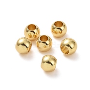 Brass Beads, Lead Free & Nickel Free & Cadmium Free, Solid Round, Real 18K Gold Plated, 6mm, Hole: 3mm(KK-F0317-6mm-01G-NR)
