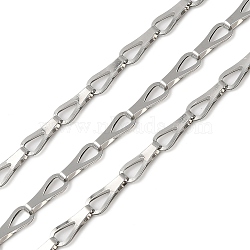 304 Stainless Steel Link Chains, Unwelded, with Spool, Stainless Steel Color, 13x5x3mm(CHS-L029-07P)