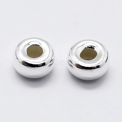925 Sterling Silver Beads, Rondelle, Silver, 3x1.7mm, Hole: 1mm(STER-K167-024A-S)