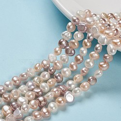 Natural Cultured Freshwater Pearl Beads Strands, Two Sides Polished, Nuggets, Seashell Color, 4~7x6~8x3.5~5mm, Hole: 0.6mm, about 43pcs/strand, 13.19 inch(X-PEAR-T003-09)