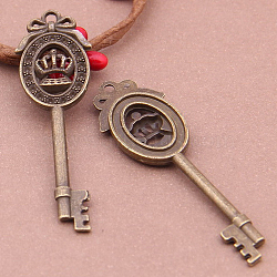 Tibetan Style Alloy Pendants, Skeleton Key, Big Pendants, Antique Bronze, 57x16mm(PALLOY-N0118-174)