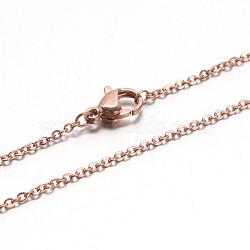 304 Stainless Steel Cable Chain Necklaces, with Lobster Claw Clasp, Rose Gold, 17.7 inch(45cm), Jump Ring: 3x0.5mm(NJEW-E026-04RG)