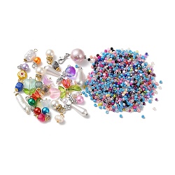 DIY Jewelry Making Finding Kit, Including Glass Round Seed Beads, Pendant with Metal Findings, Mixed Shape, Mixed Color(DIY-XCP0002-88)