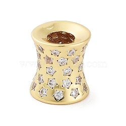 Rack Plating Brass Micro Pave Cubic Zirconia Beads, Cadmium Free & Lead Free, Long-Lasting Plated, Column with Star, Real 18K Gold Plated, 8.5x8mm, Hole: 3.6mm(KK-P247-16A-G)