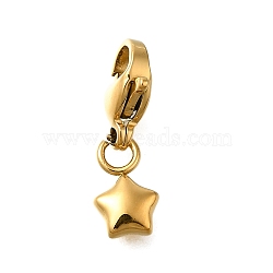 Star 304 Stainless Steel Pendant Decorations, Ion Plating(IP), with Lobster Claw Clasp, Real 14K Gold Plated, 28mm(STAS-R159-37G)