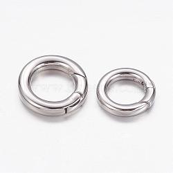 Tarnish Resistant 304 Stainless Steel Spring Gate Rings, O Rings, Ring, Stainless Steel Color, 10 Gauge, 15x2.5mm, Inner Diameter: 9mm(STAS-D070-01P-1)