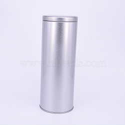 Tea Tin Canister with Airtight Double Lids, Small Kitchen Canisters, for Tea Coffee Sugar Storage, Matte Silver Color, 6.8x18cm(CON-WH0074-19MS-B)