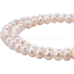 Natural Cultured Freshwater Pearl Beads, Grade A, Potato, Beige,  6~7.5x6.5~9.5x6.5~7.5mm, Hole: 0.8mm, about 49~56pcs/strand, 12.91~14.13 inch(32.8~35.9cm)(PEAR-PH0001-02)