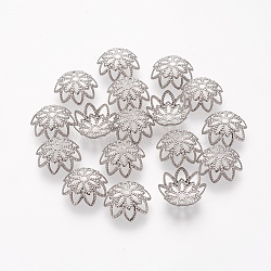 Multi-Petal 304 Stainless Steel Flower Bead Caps, Fancy Bead Caps, Stainless Steel Color, 10x4mm, Hole: 1.2mm(X-STAS-L205-08P)