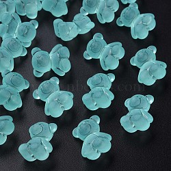 Transparent Acrylic Beads, Frosted, Bear, Cyan, 18.5x15.5x11mm, Hole: 2.5mm, about 330pcs/500g(MACR-S373-80-D07)