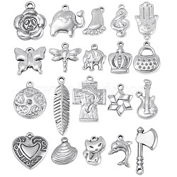 20Pcs 20 Styles 201 Stainless Steel Pendants, Mixed Shapes, Stainless Steel Color, 1pc/style(STAS-SZ0001-51)