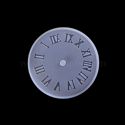 Flat Round with Roman Numerals Clock Wall Decoration Food Grade Silicone Molds, for UV Resin, Epoxy Resin Craft Making, Ghost White, 104x7mm(SIMO-PW0001-424D-02)
