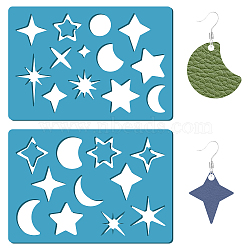 Acrylic Earring Handwork Template, Card Leather Cutting Stencils, Deep Sky Blue, Star Pattern, 130x90x2mm, 2pcs/set(DIY-WH0359-031)