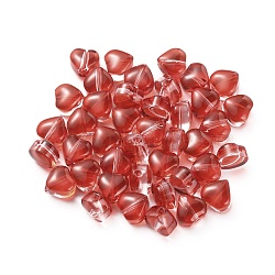 Handmade Lampwork Beads, Heart, Dark Red, 6x6.5x4.7mm, Hole: 0.8mm(LAMP-CJC0008-19)