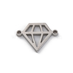 304 Stainless Steel Connectors Charms, Laser Cut, Diamond, Stainless Steel Color, 11.5x15.5x1.5mm, Hole: 1.2mm(STAS-Z114-03P-03)