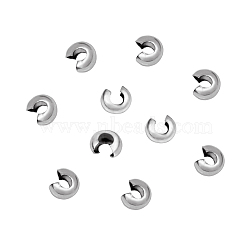 304 Stainless Steel Crimp Beads Covers, Stainless Steel Color, 5mm In Diameter(STAS-P239-34P-01)