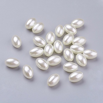 ABS Plastic Imitation Pearl Beads, Rice, Beige, 11x7.5mm, Hole: 1mm, about 1406pcs/pound