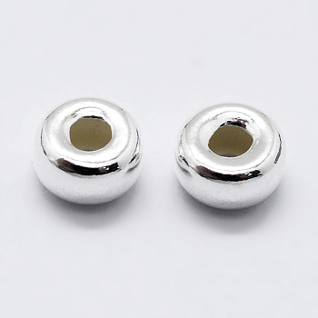 925 Sterling Silver Beads, Rondelle, Silver, 3x1.7mm, Hole: 1mm