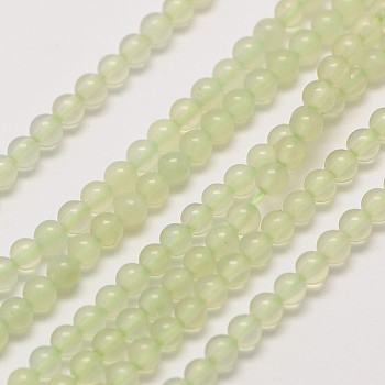 Natural New Jade Bead Strands, Round, 2mm, Hole: 0.8mm, about 184pcs/strand, 16 inch