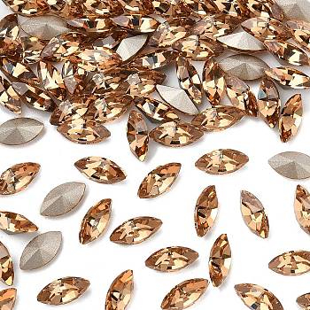 Preciosa&reg MAXIMA Crystal Fancy Stones, Czech Crystal, 435 14 615 Navette(Horse Eye), Dura Foiling, 10330 Lt.Col.Topaz, 8x4mm