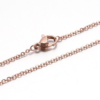304 Stainless Steel Cable Chain Necklaces, with Lobster Claw Clasp, Rose Gold, 17.7 inch(45cm), Jump Ring: 3x0.5mm