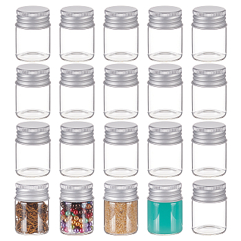 Glass Empty Cosmetic Containers, with Aluminum Screw Top Lids, Clear, 3x4.2cm, Inner Diameter: 2.1cm, Capacity: 15ml(0.51fl. oz)