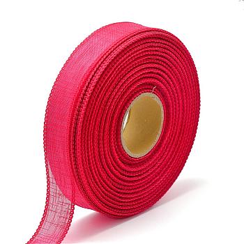 Polyester Ribbons, Imitation Cotton and Linen, Red, 7/8 inch(23mm), about 50yards/roll