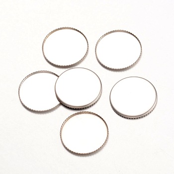 316 Surgical Stainless Steel Milled Edge Bezel Cups, Cabochon Settings, Flat Round, Stainless Steel Color, 19x1mm, Tray: 18mm
